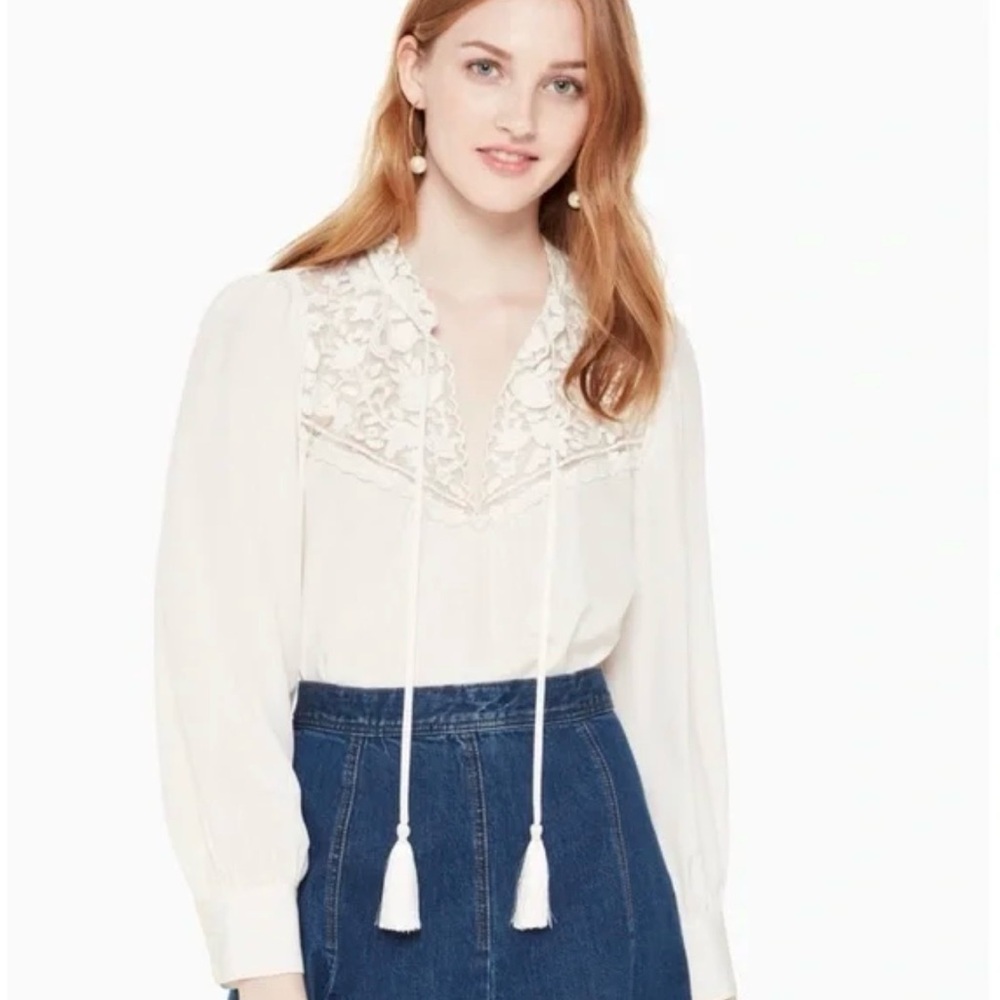 KATE SPADE tassle long sleeve top